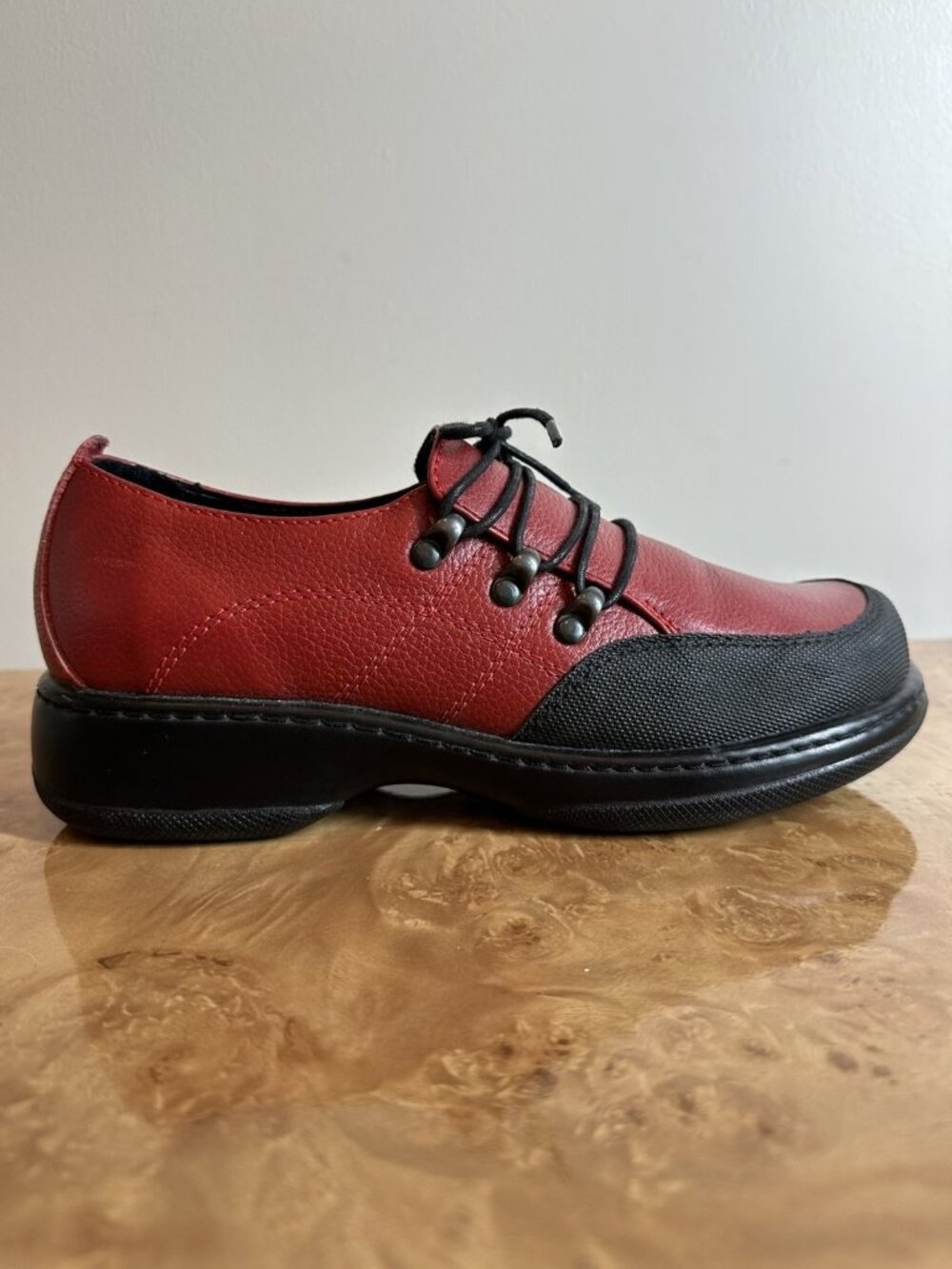 Dansko Red Leather Lace Up Oxford Comfort Shoes Women's 38 Made Morocco